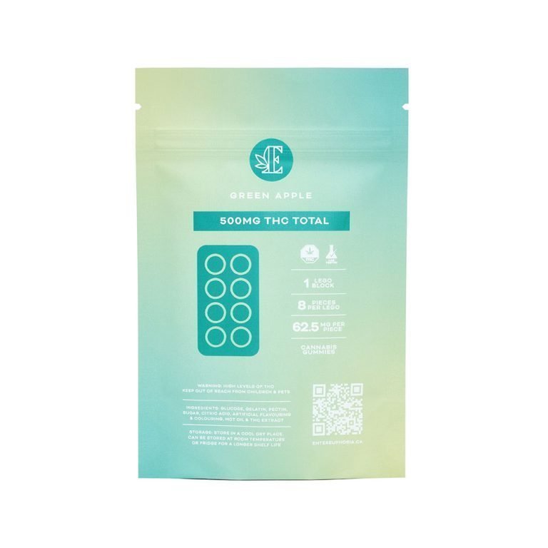 Euphoria Cannabis – Green Apple 500mg THC Gummies - Image 2