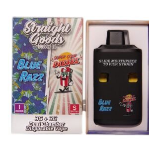 Straight Goods Supply Co. 6 Gram Dual Chamber Disposable Vapes – Blue Razz + Super Sour Diesel THC Distillate