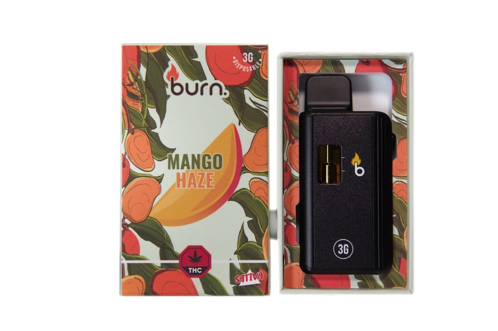 Burn 3mL Disposable Vapes – Mango Haze THC Distillate