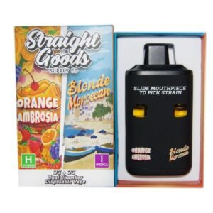 Straight Goods Supply Co. 6 Gram Dual Chamber Disposable Vapes – Orange Ambrosia + Blonde Moroccan THC Distillate